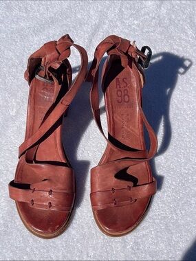 A.S.98 Red-Brown Leather Ankle-Strap Sandals